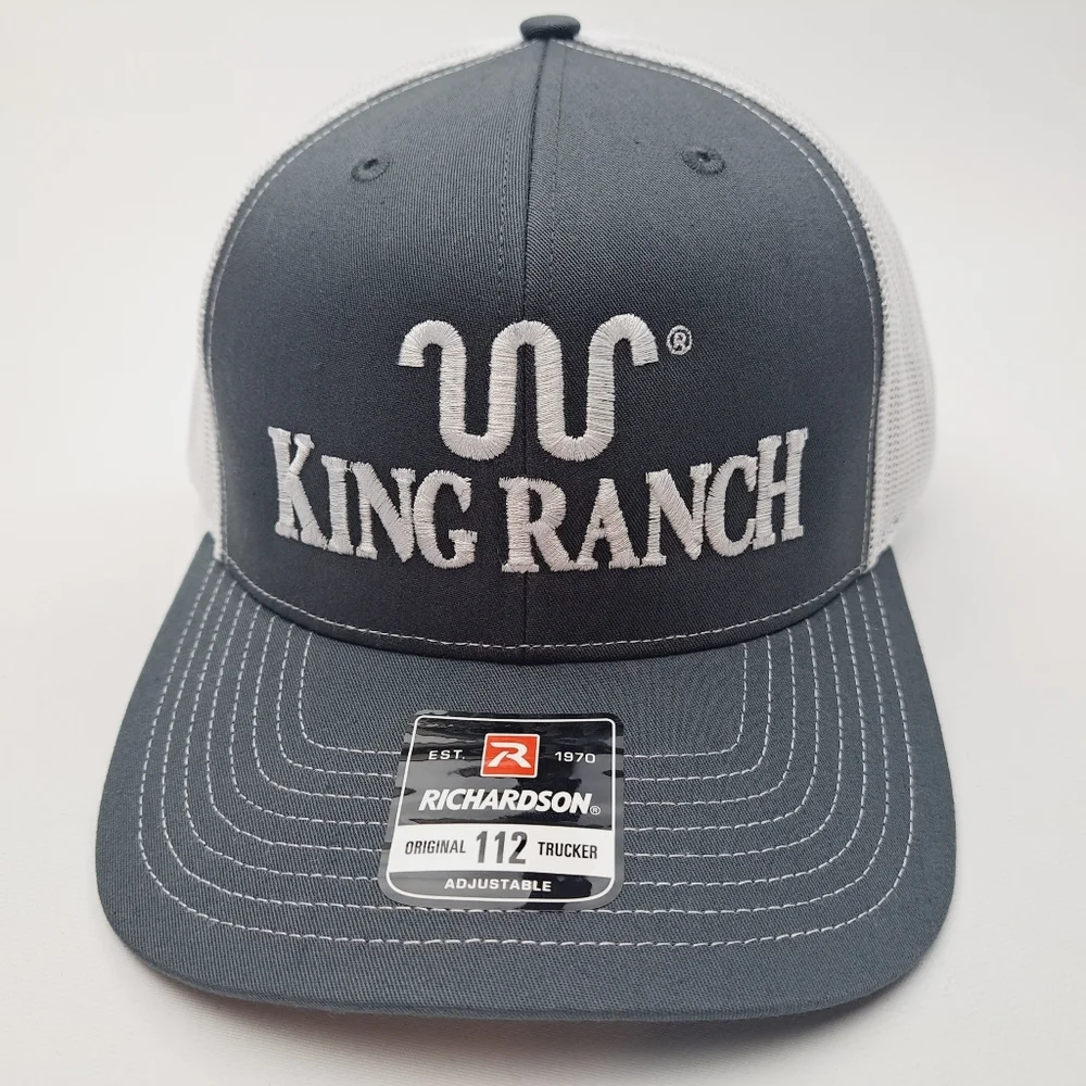 King Ranch Richardson 112 Trucker Mesh Snapback Cap Hat Gray & White